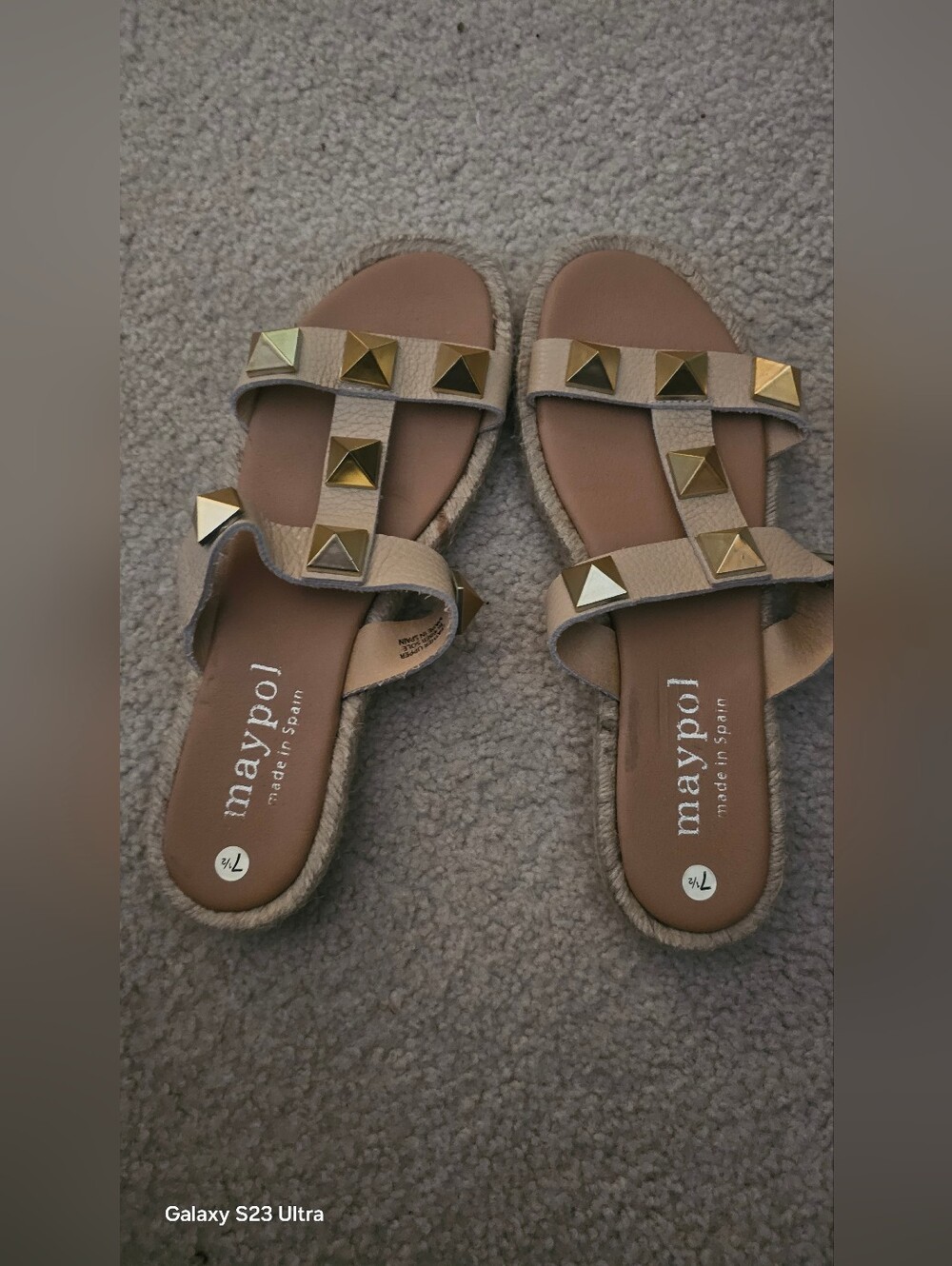 NWOT Maypol Leather Studded Jute Trim Sandals Size 7.5 - Picture 4 of 10